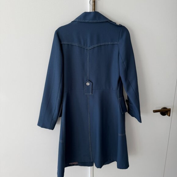 Vintage 1960s Fairhaven Blue Trench Coat Jacket Made in British Hong Kong - Picture 7 of 10